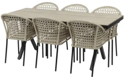 Florens-pöytä, jatkettava + 6 Amalfi-tuolia