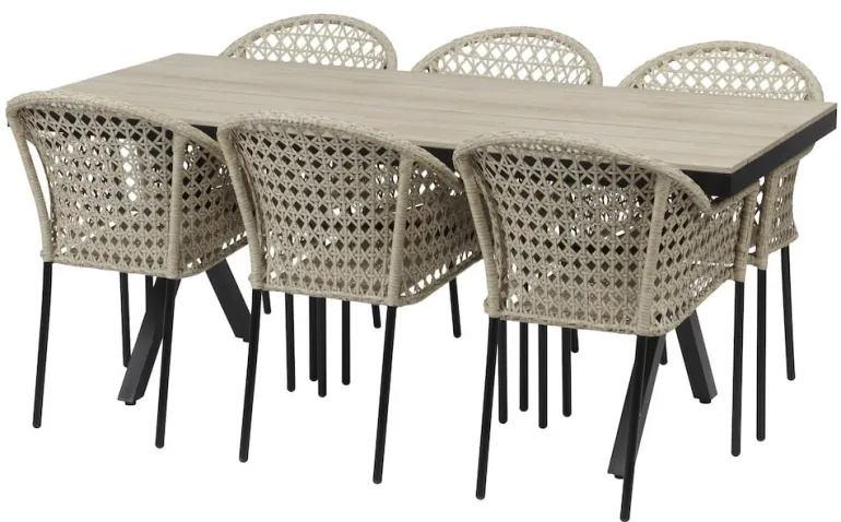 Florens-pöytä, jatkettava + 6 Amalfi-tuolia