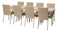 Florens-pöytä, jatkettava + 8 Rimini-tuolia