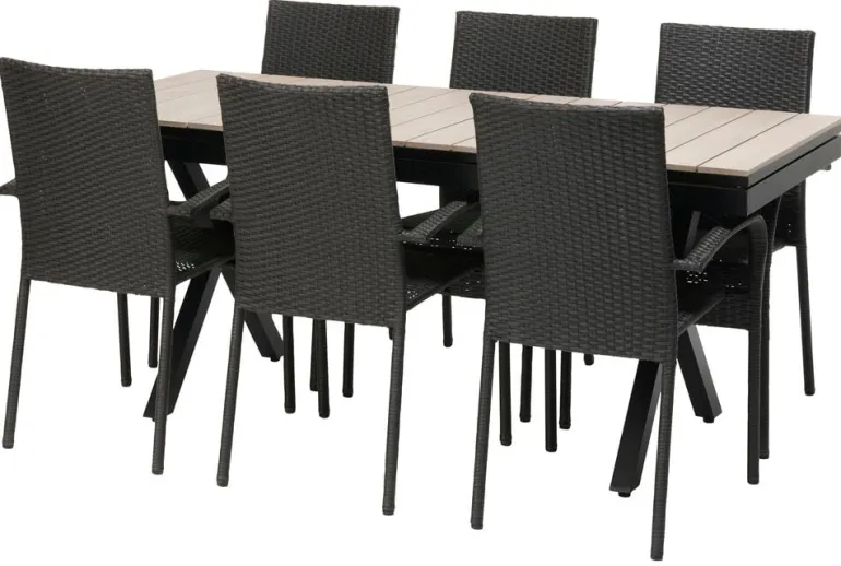 Florens-pöytä, jatkettava + 6 Rimini-tuolia