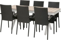 Florens-pöytä, jatkettava + 6 Rimini-tuolia