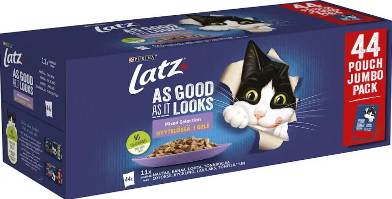 Kissojen märkäruoka Latz