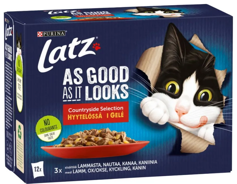 Kissojen märkäruoka Latz
