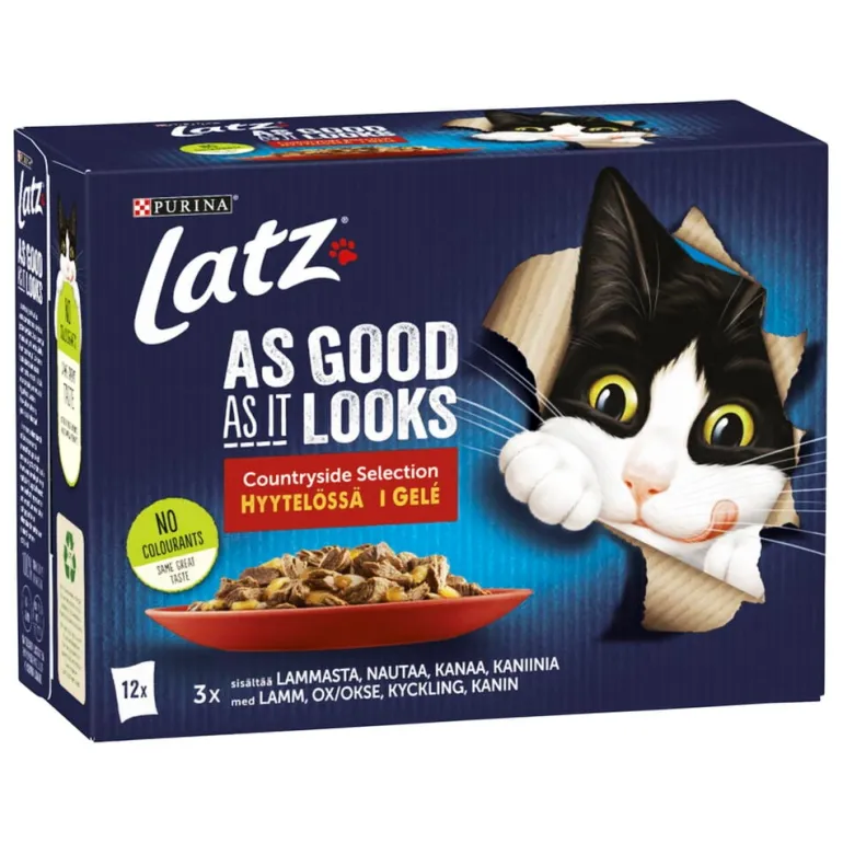 Kissojen märkäruoka Latz