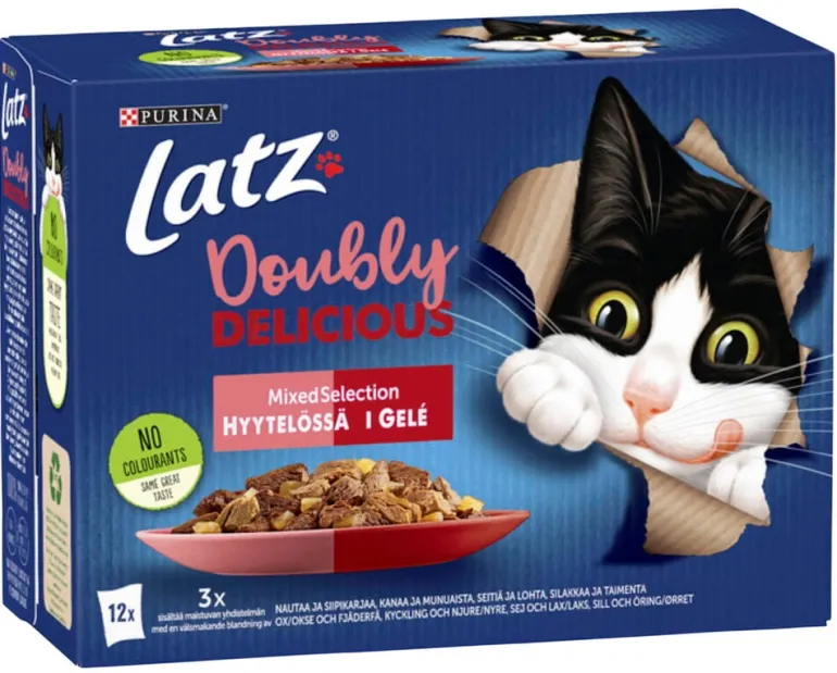 Kissojen märkäruoka Latz