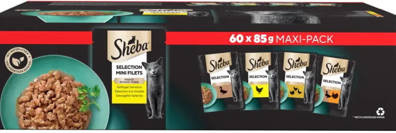 Kissojen märkäruoka Sheba Selection