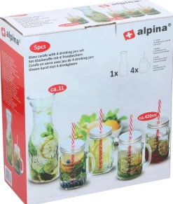 Lasikarahvi ja juomalasit, setti Alpina