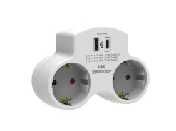 2-osainen haarapistorasia 1xUSB-A 1xUSB-C